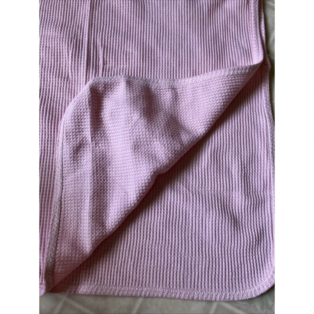 Solid Pink Baby‎ Blanket Thermal Waffle Weave RN 14500 Rounded Corner Lovey